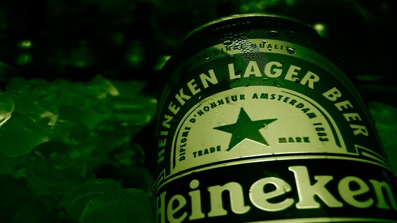 Heineken beer can in ice