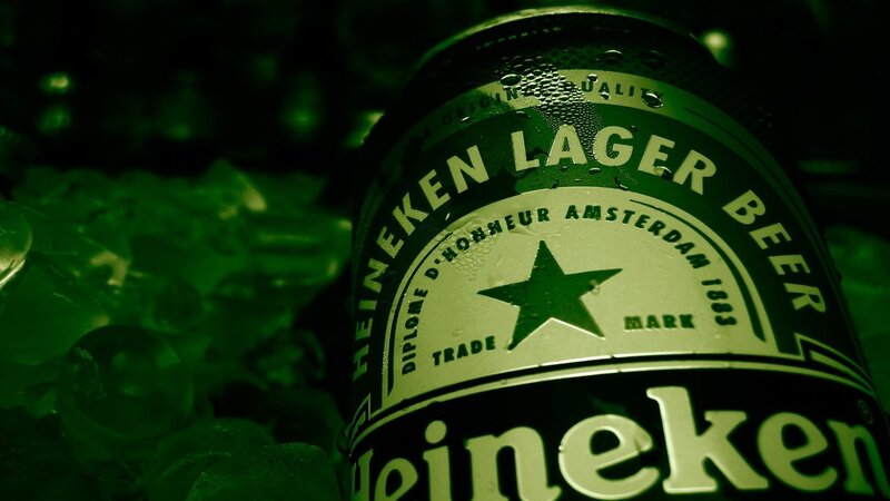Heineken beer can in ice