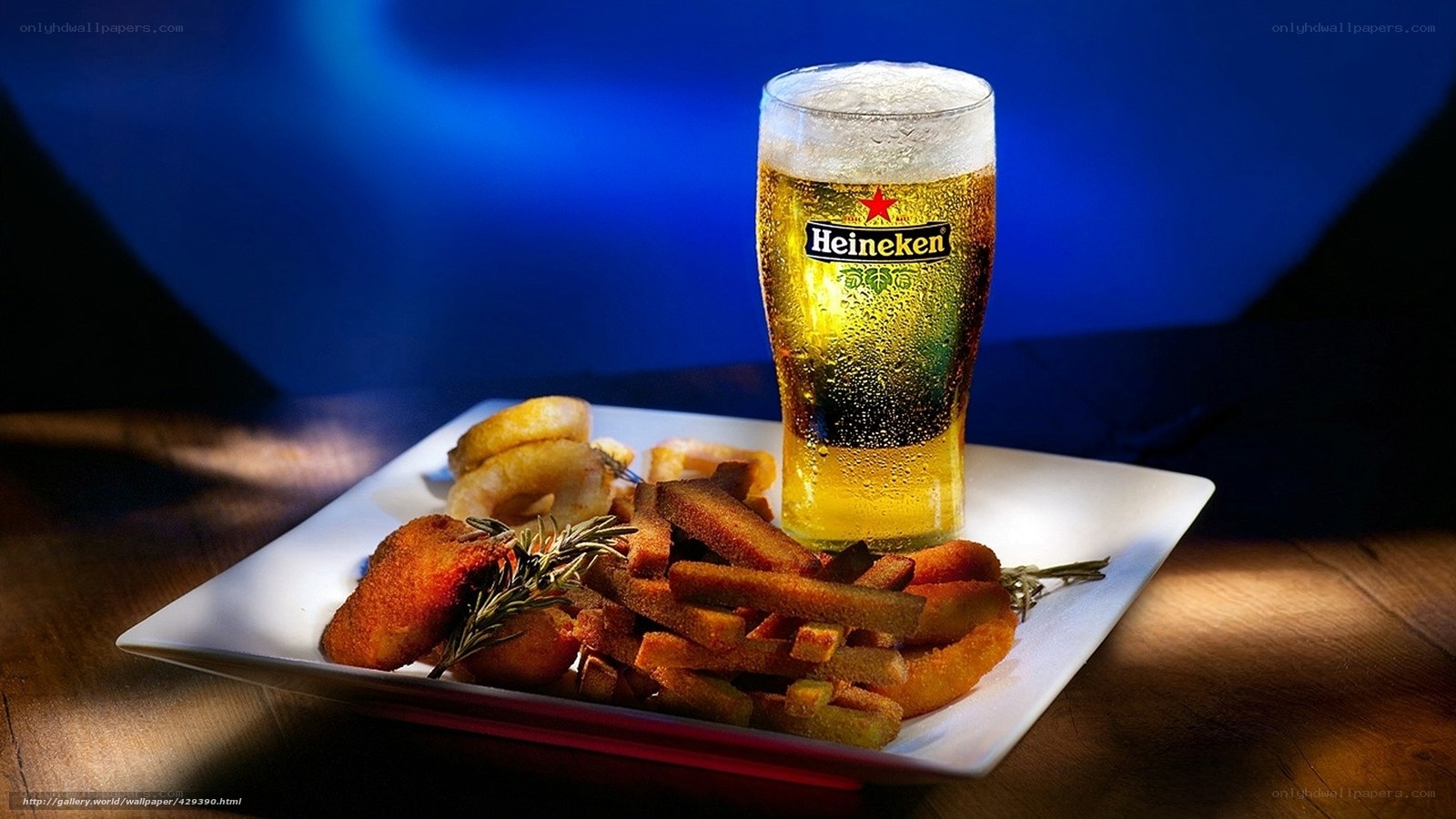Heineken beer with snacks