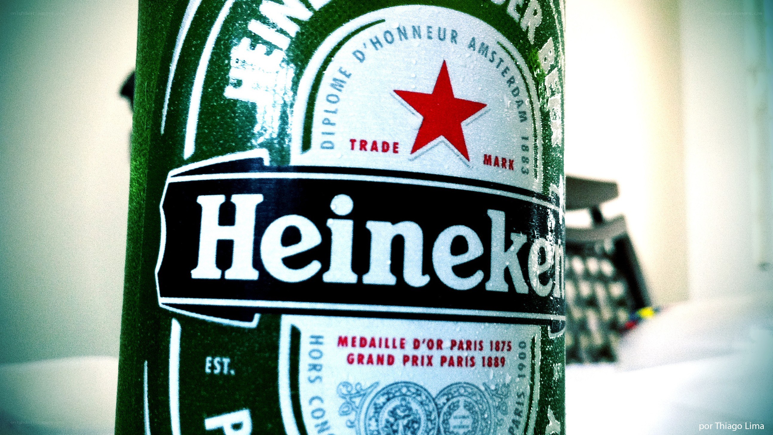 Heineken bottle close-up