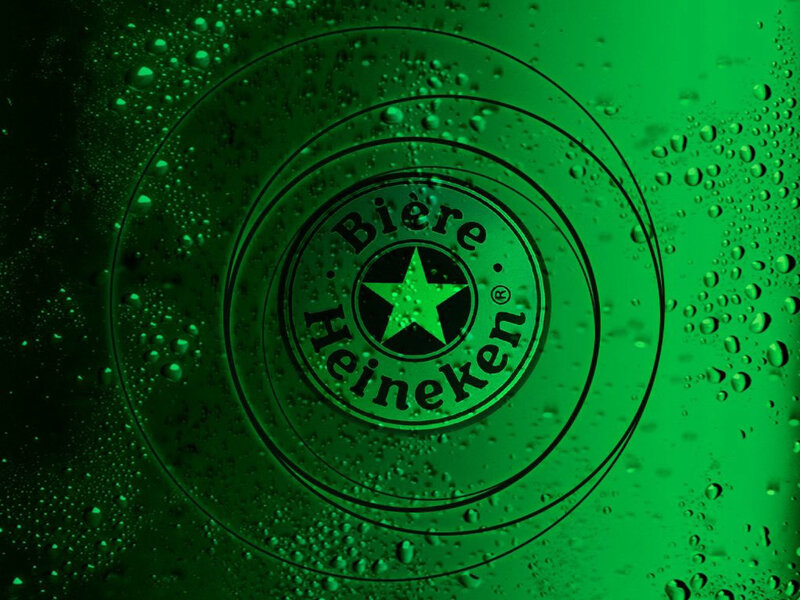 Heineken logo on green glass