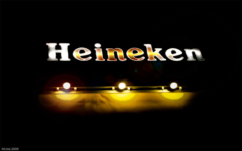 Heineken sign with lights