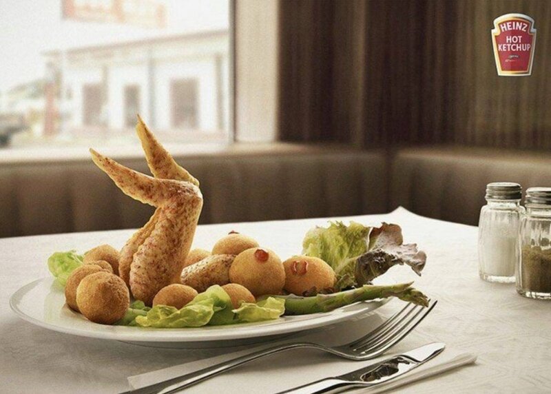 Heinz ketchup ad with fried food