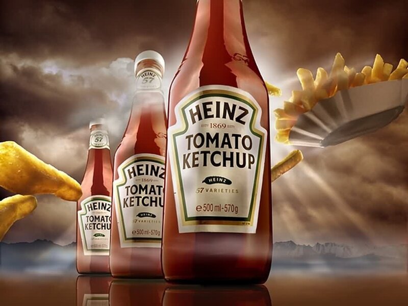 Heinz ketchup bottles with fries