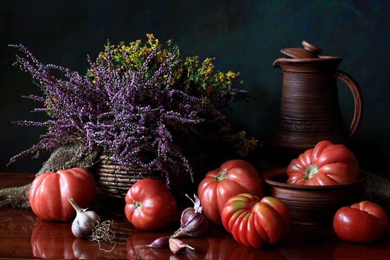 Heirloom Tomatoes and Flowers