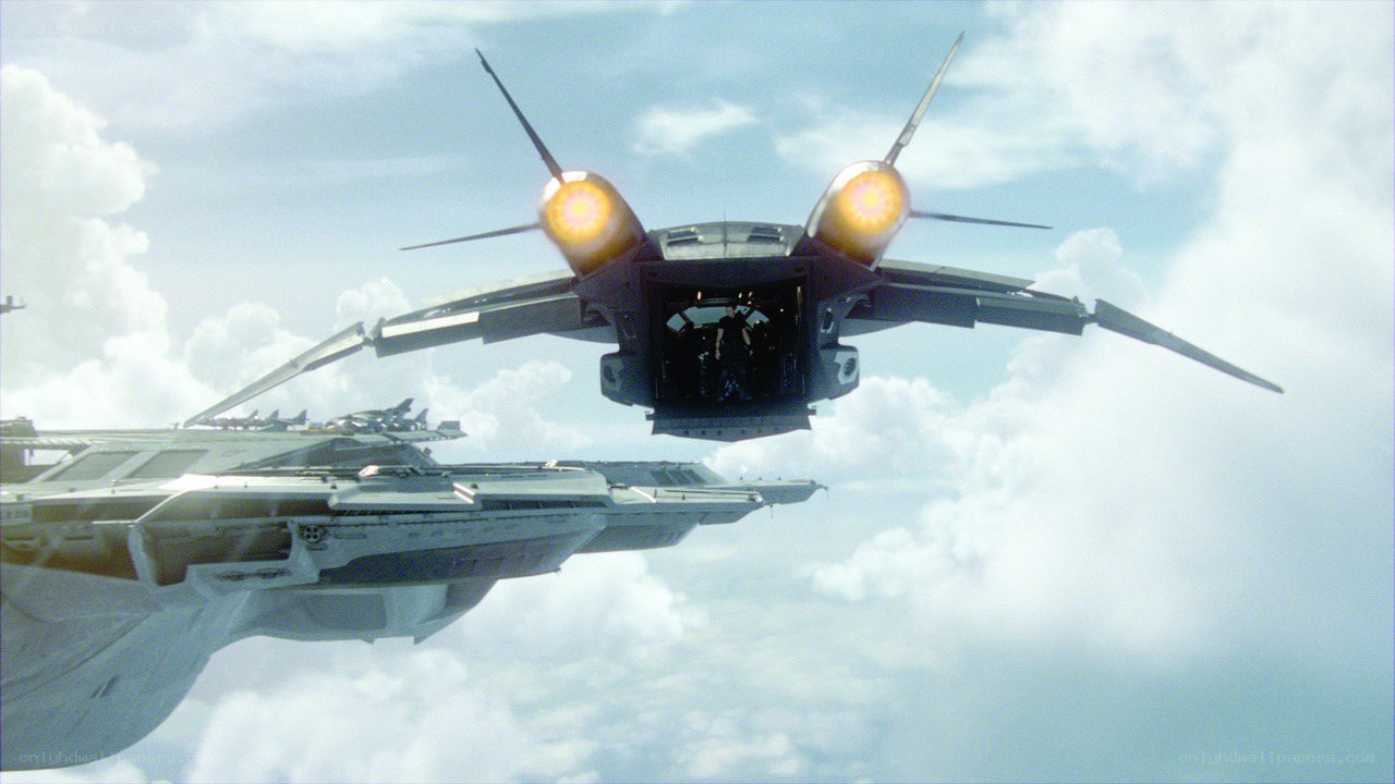 Helicarrier and Quinjet in flight