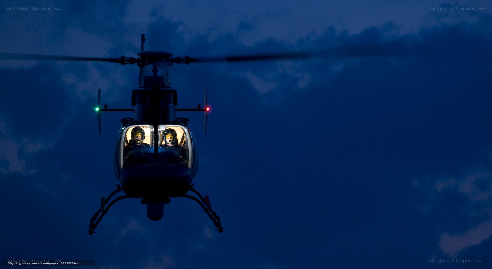 Helicopter at dusk with crew