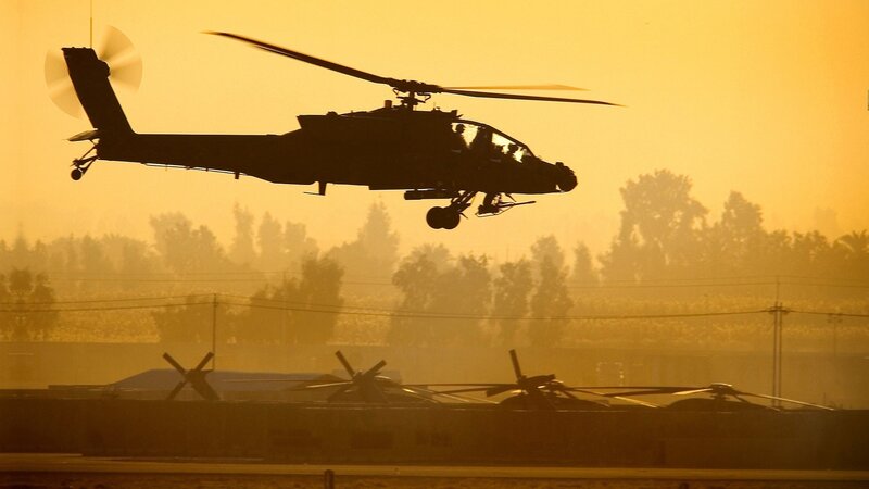 Helicopter at sunset