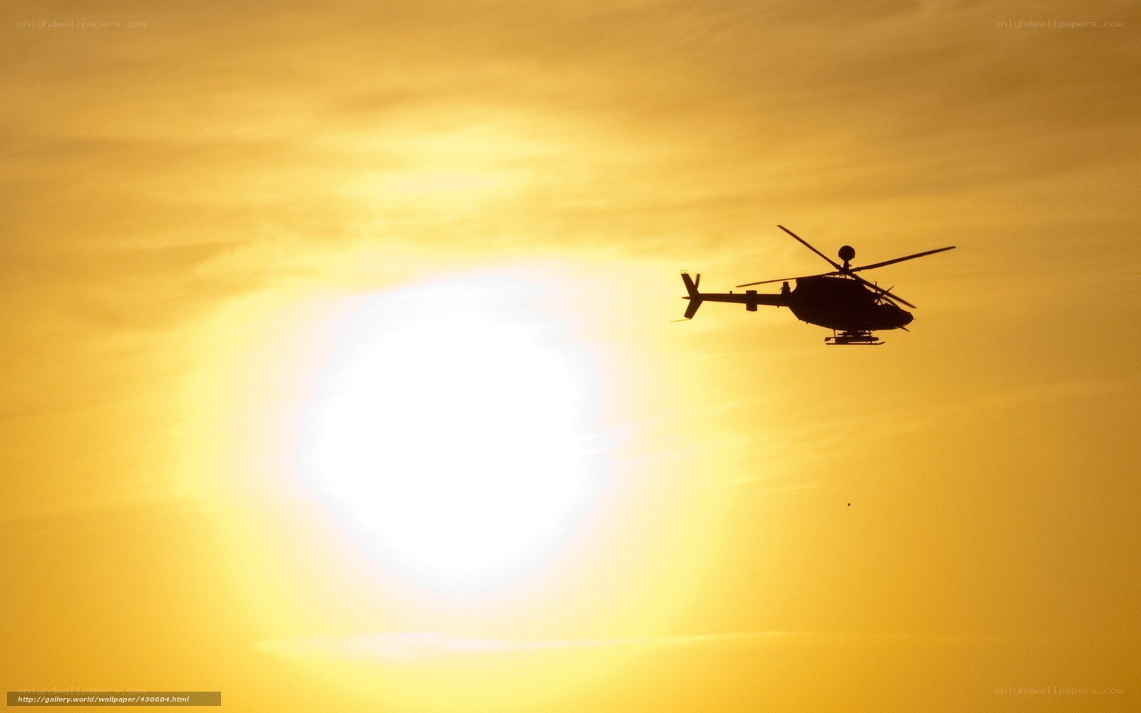 Helicopter at sunset