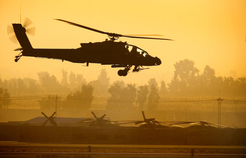 Helicopter at sunset