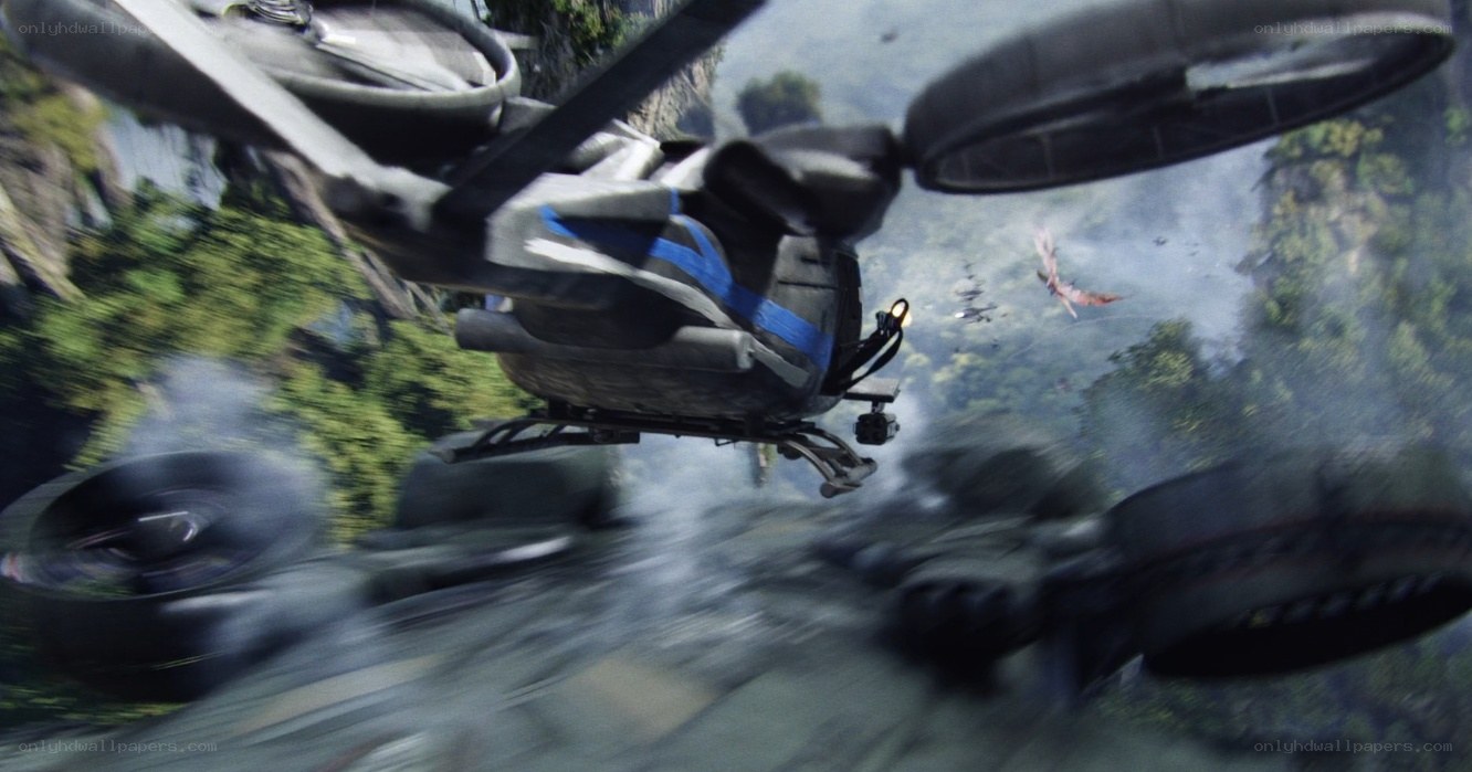 helicopter chase in jungle