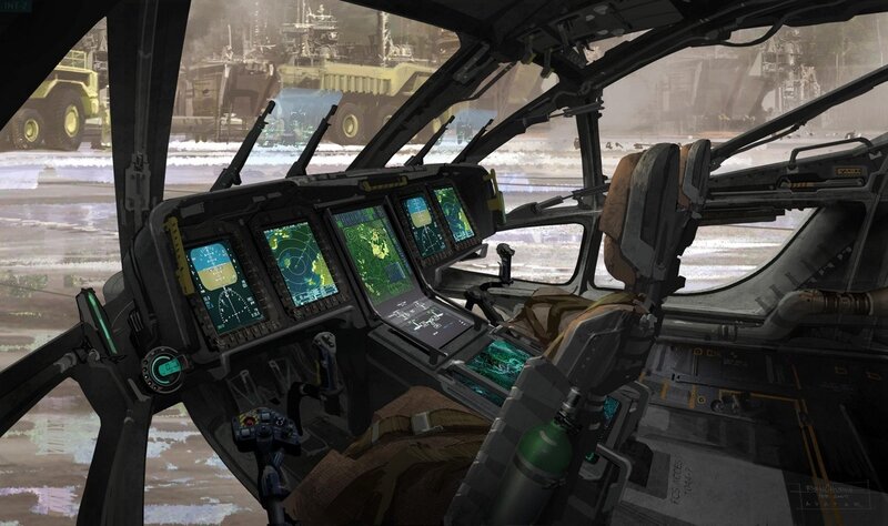 Helicopter Cockpit Interior — Gray