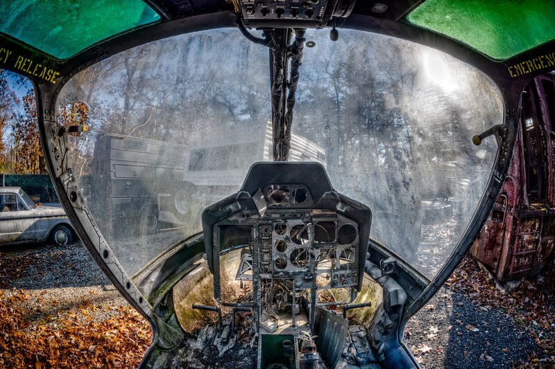 Helicopter Cockpit Interior — Green, Dramatic