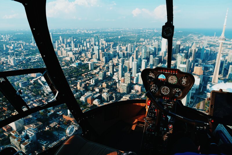 Helicopter Cockpit View — Blue, Serene