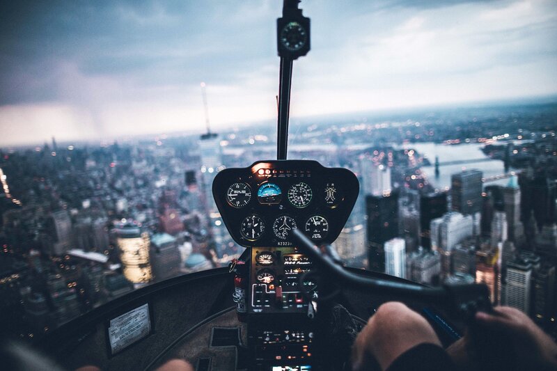 Helicopter Cockpit View — Blue