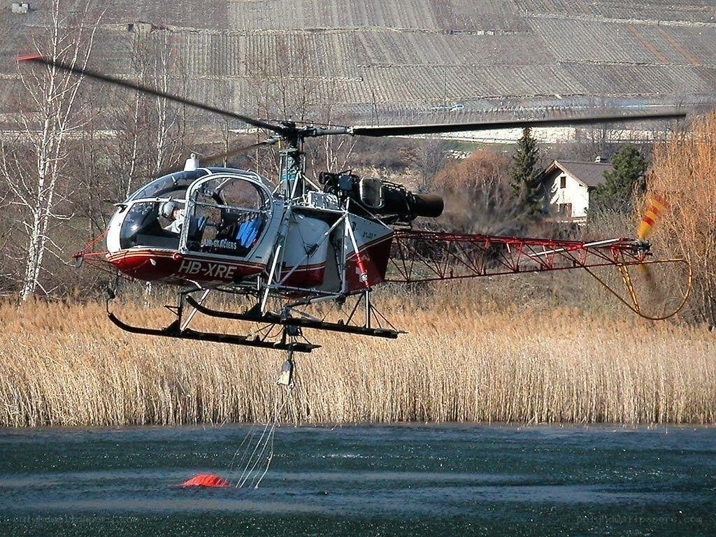 Helicopter collecting water