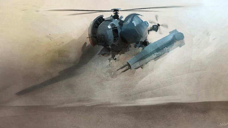 Helicopter Dropping Bomb