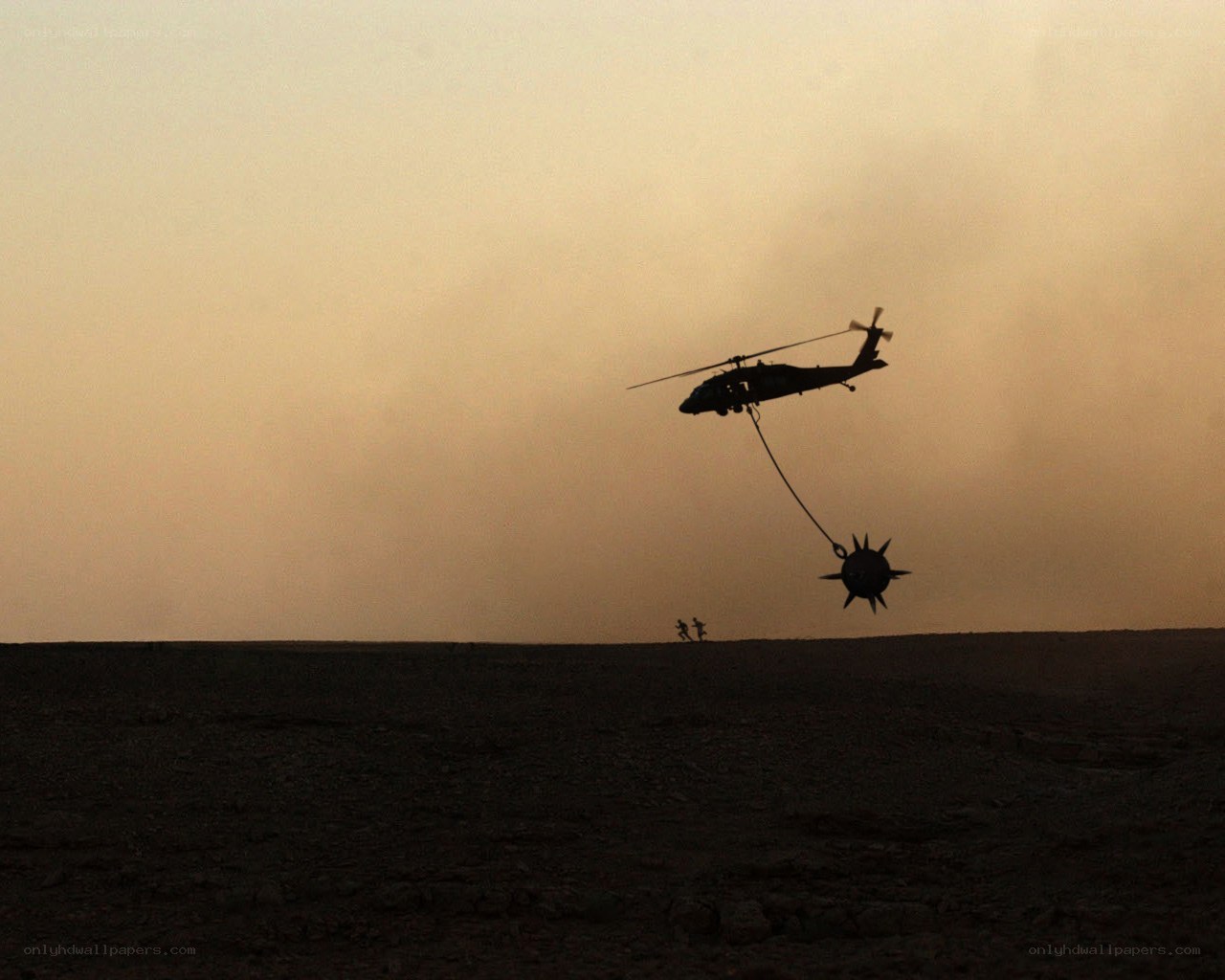 Helicopter dropping water bomb