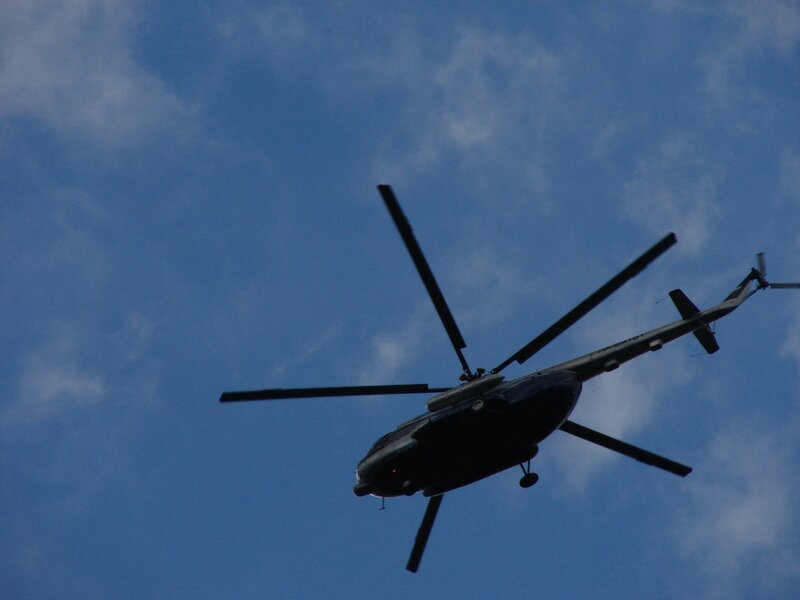 Helicopter flying in the sky