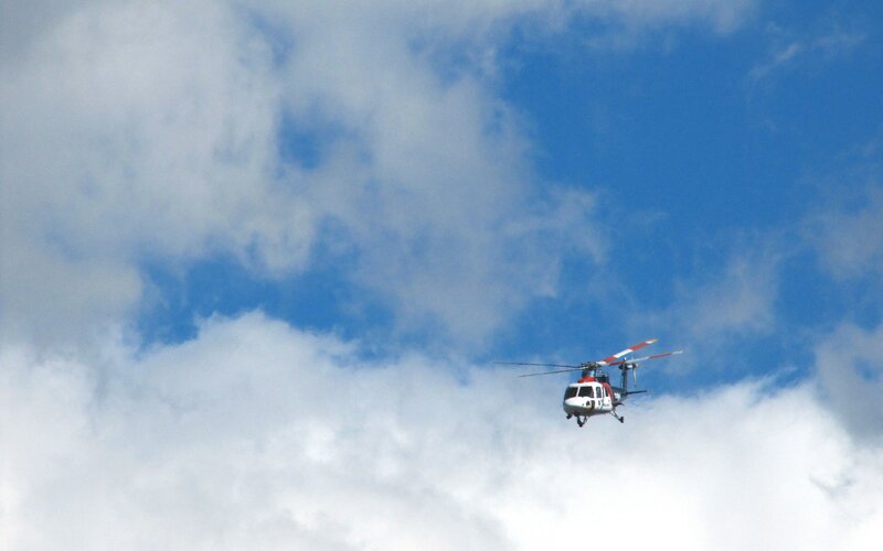 Helicopter flying in the sky