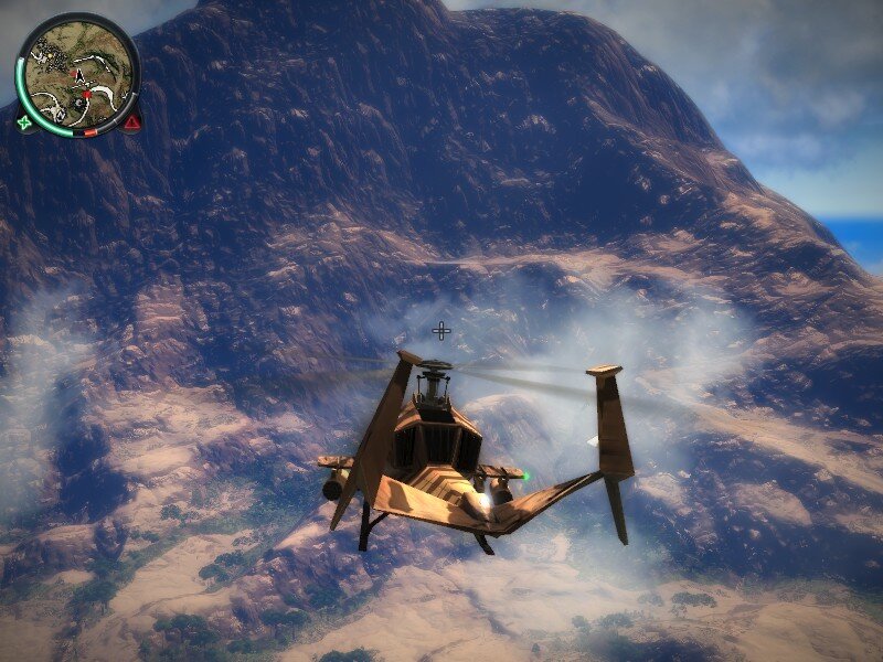 Helicopter Flying over Mountains — Brown