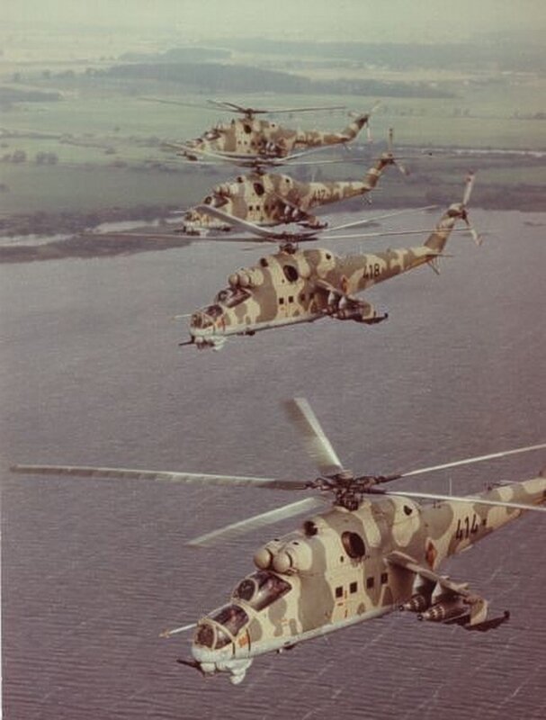 Helicopter formation over water