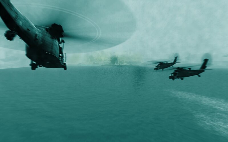 Helicopter formation over water