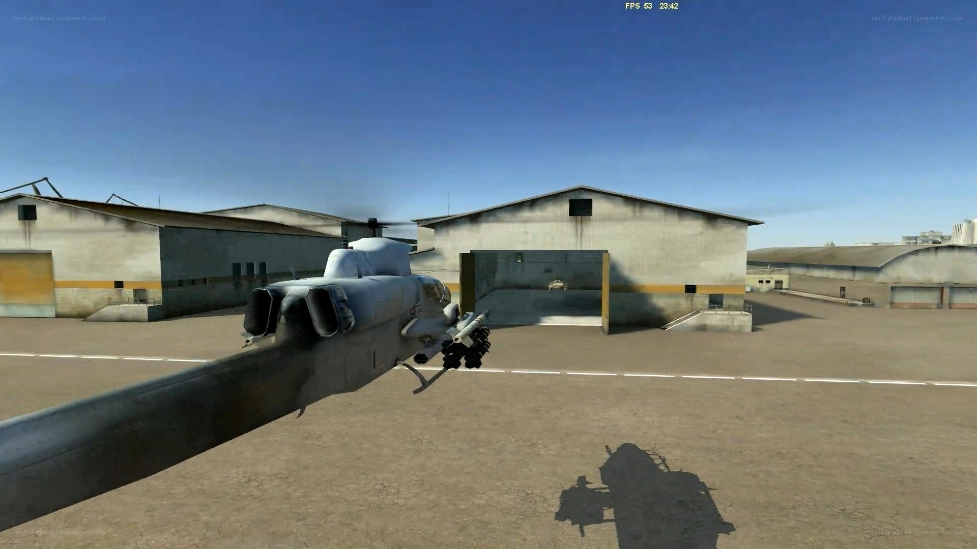 helicopter in airfield scene