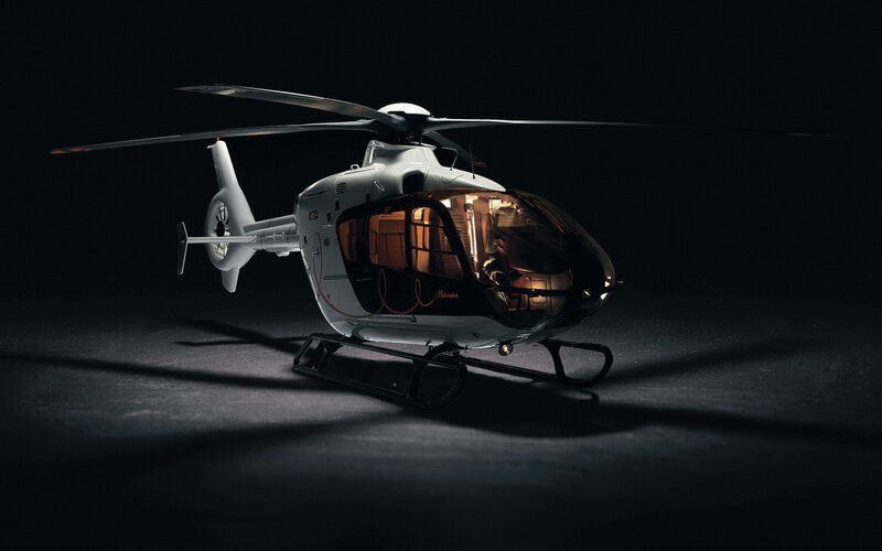 Helicopter in dark studio