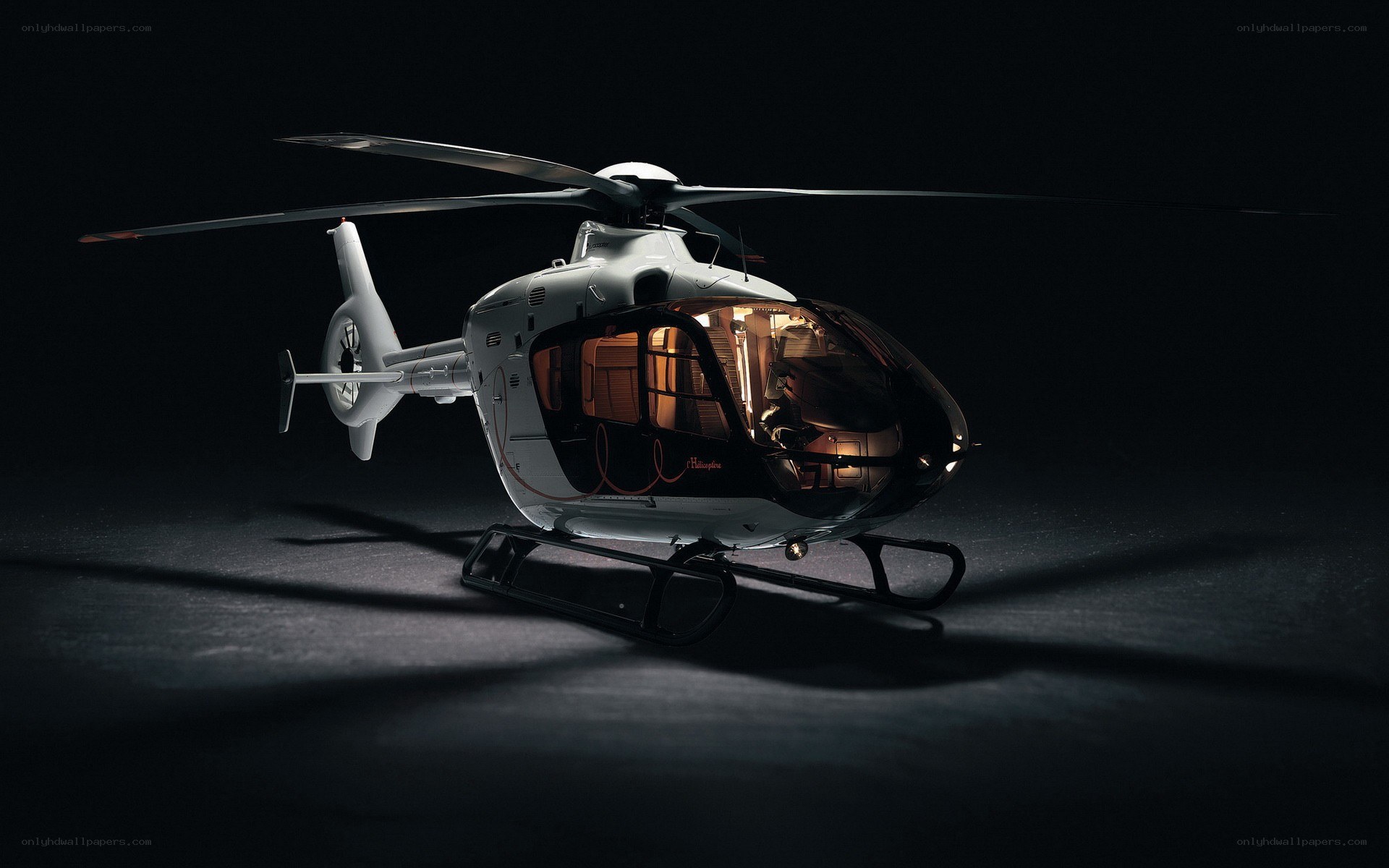 Helicopter in dark studio