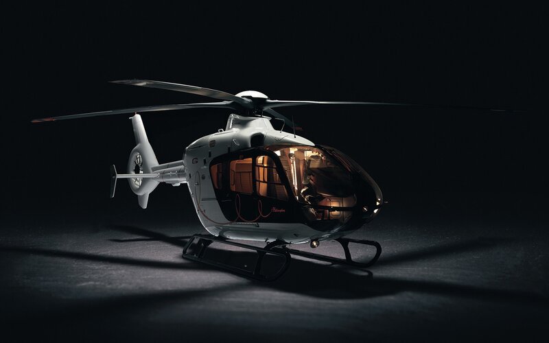 Helicopter in dark studio