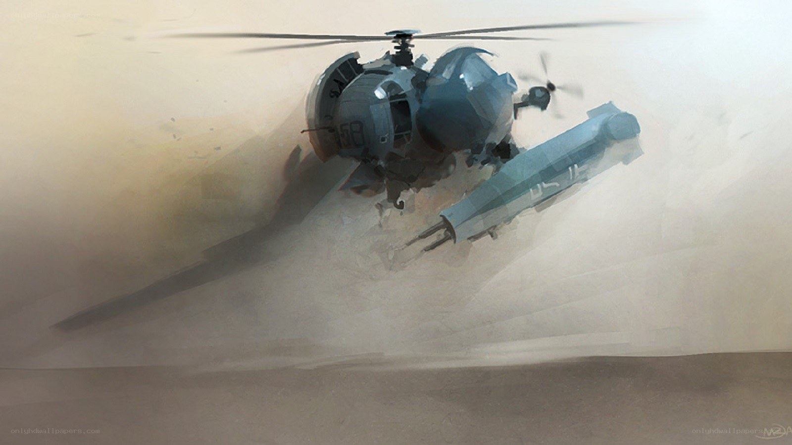 Helicopter in desert storm