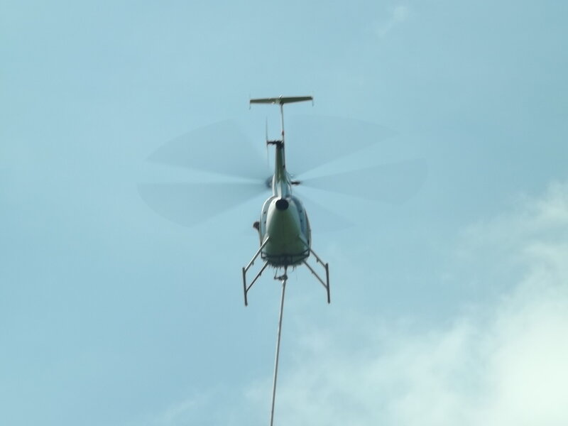 Helicopter in Flight — Blue, Calm