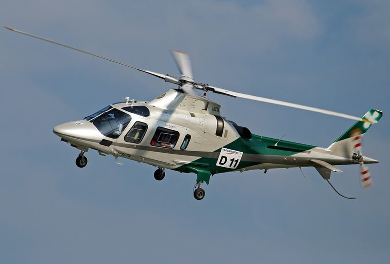 Helicopter in Flight — Green