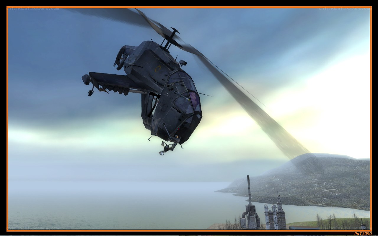 helicopter in flight over water