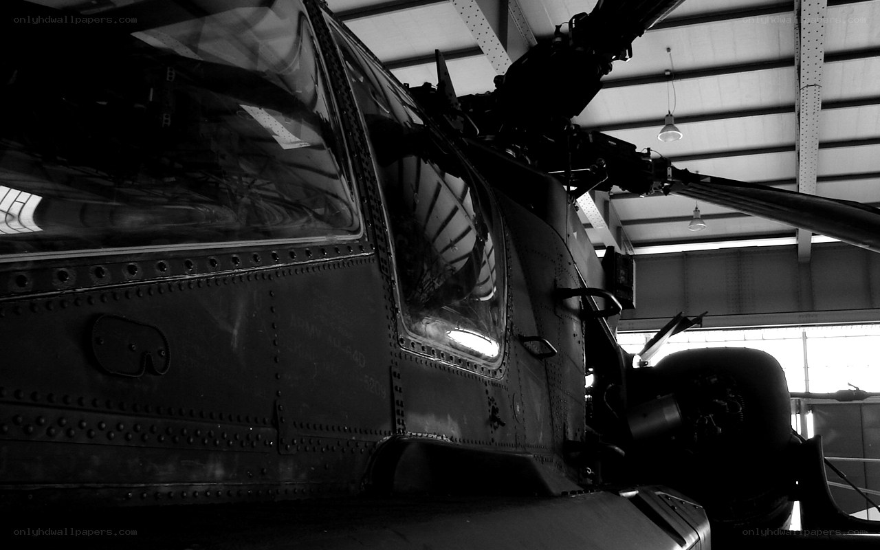 helicopter in hangar
