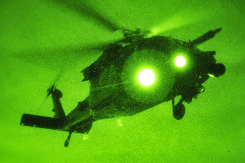 Helicopter in night vision