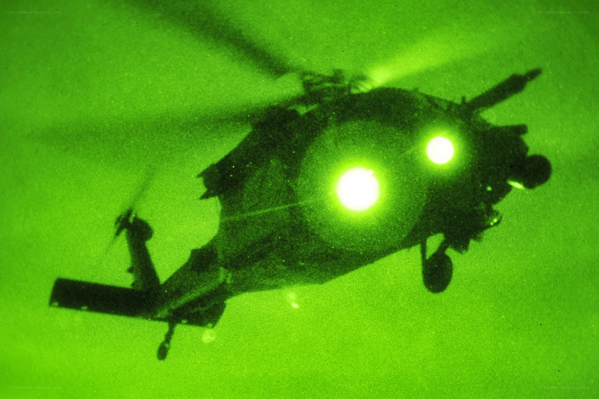 Helicopter in night vision