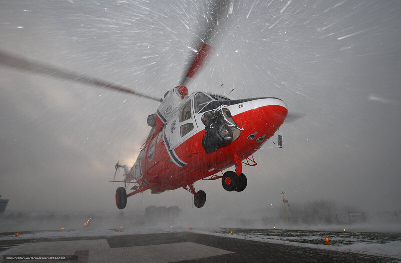 Helicopter in snowstorm