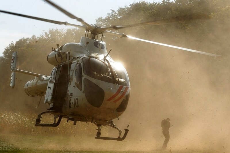 Helicopter Landing in Field