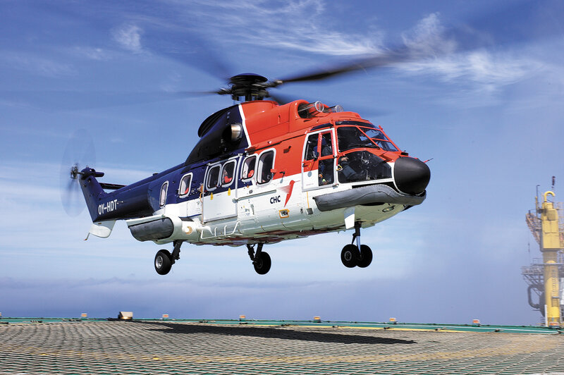 Helicopter landing on platform