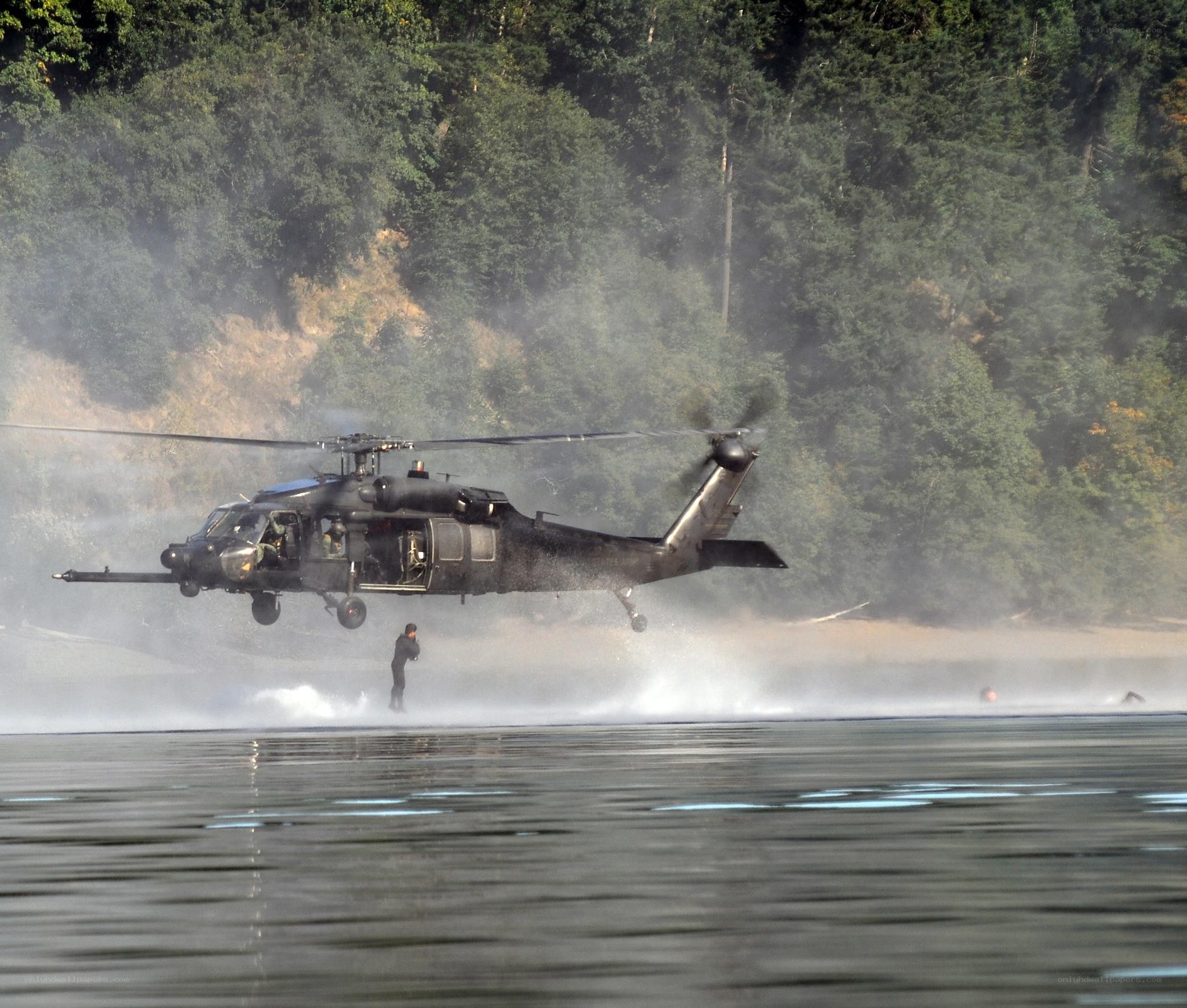 Helicopter landing on water