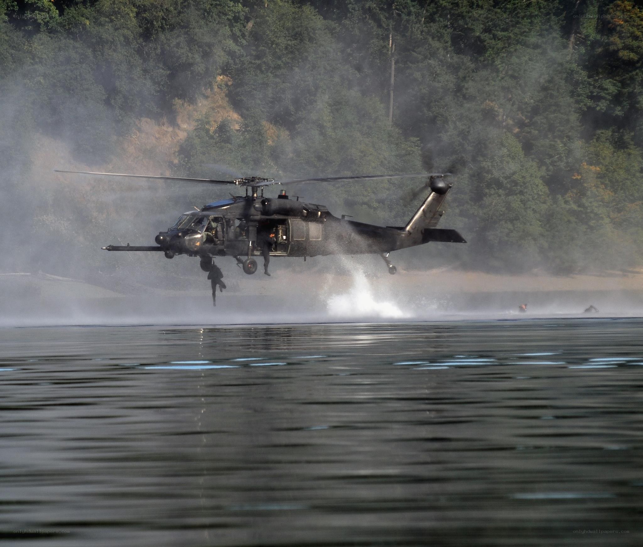 Helicopter landing on water