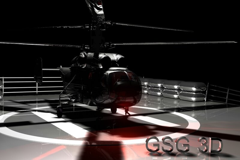 Helicopter on a helipad