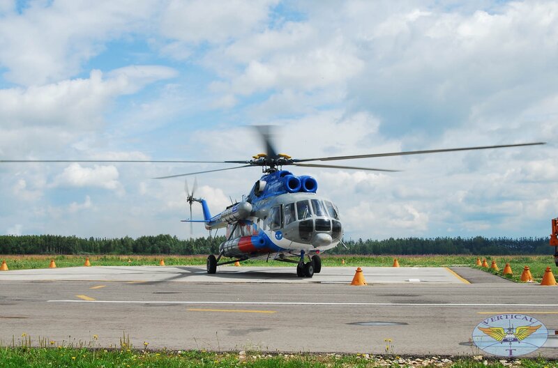 Helicopter on a helipad