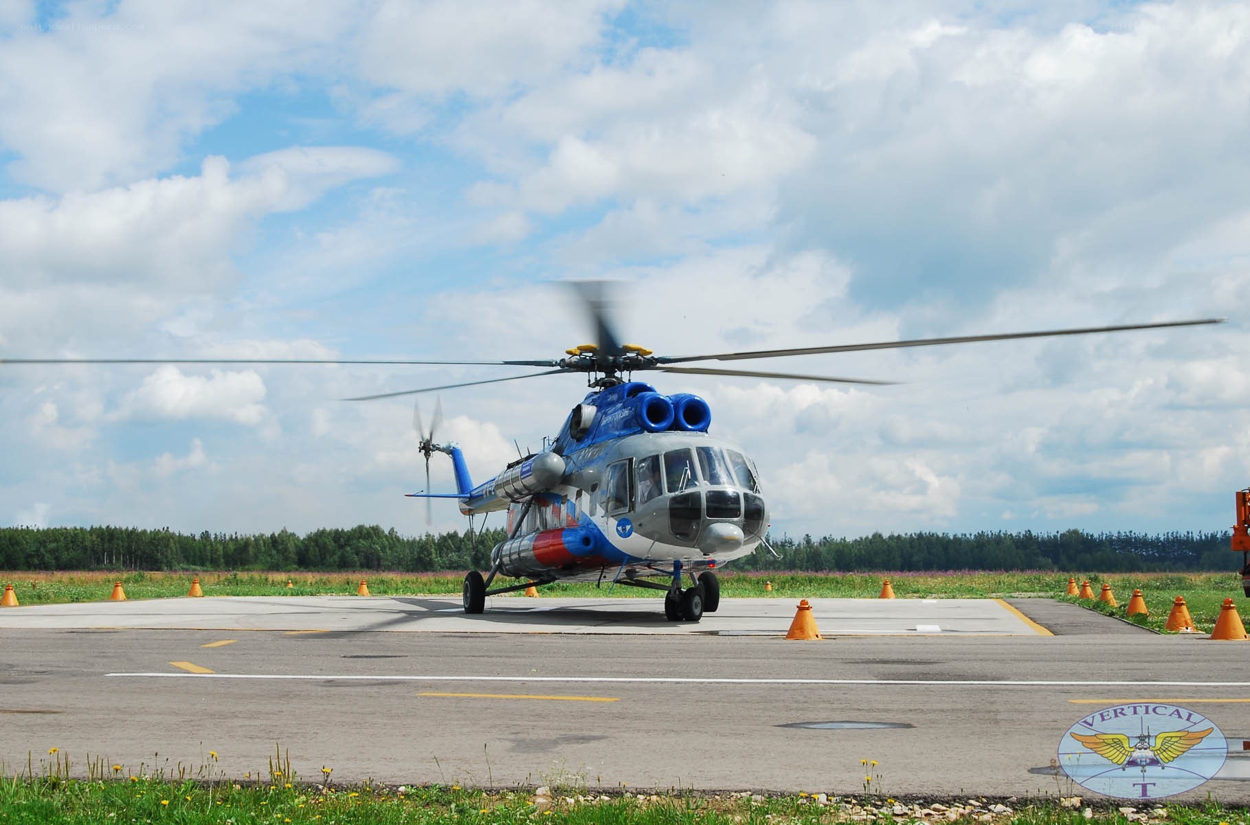 Helicopter on a helipad
