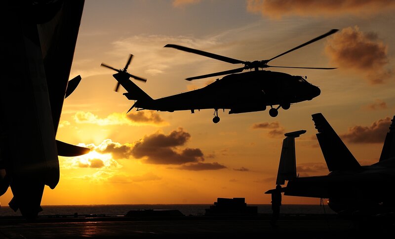 Helicopter on Aircraft Carrier — Orange