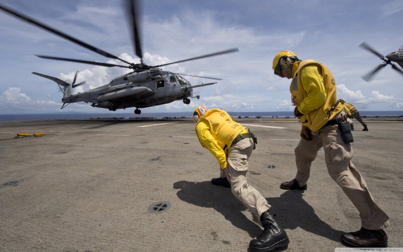 Helicopter on Aircraft Carrier — Yellow