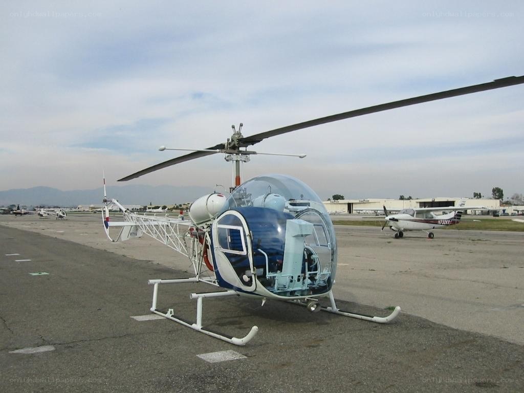 Helicopter on an airfield