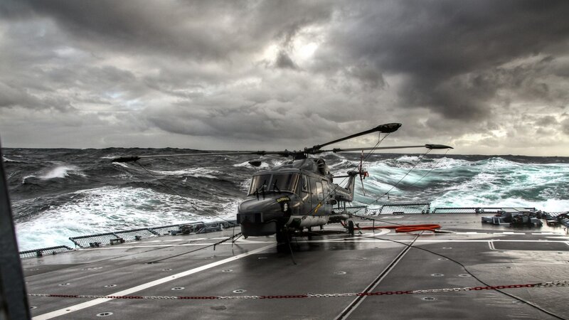 Helicopter on Ship Deck